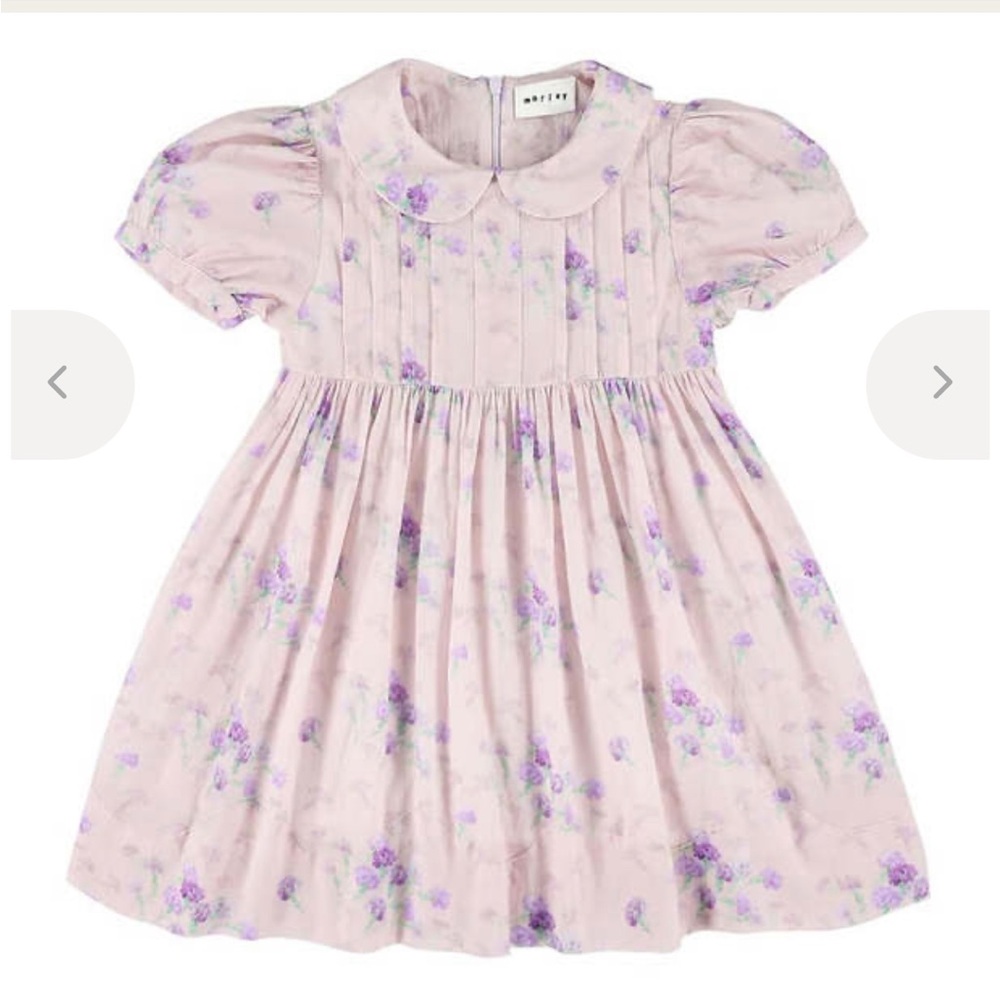 Morley Xori Dress Purple Floral Print Sz 12 Kids Girls Toddler Collar Pouf Prep